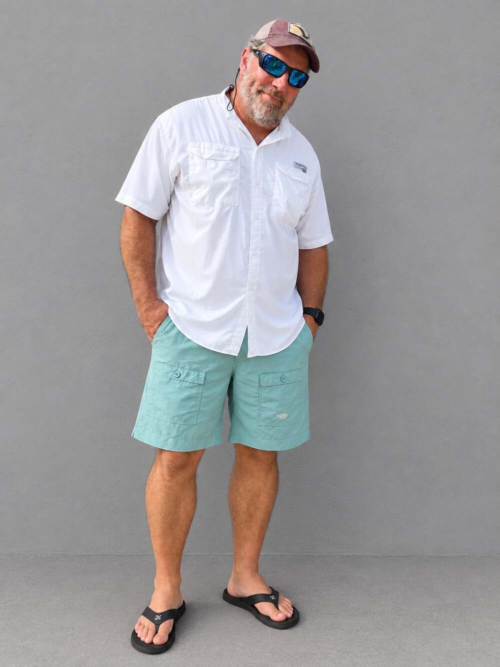 AFTCO American Fishing Tackle Co. Men's Aqua Blue Fishing Shorts Size 38